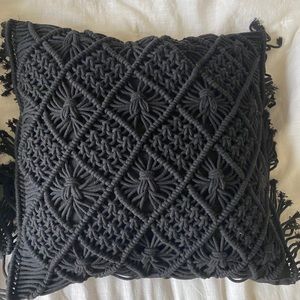 2 Macrame Black Throw Pillows